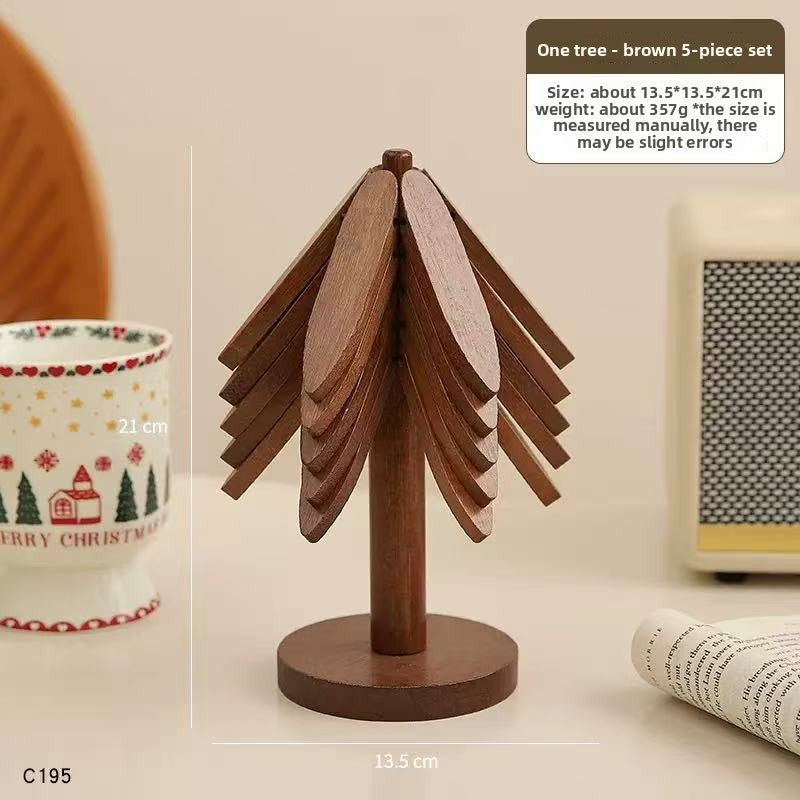 Bamboo Heat-Resistant Coaster Set with Tree Design - Zaloora