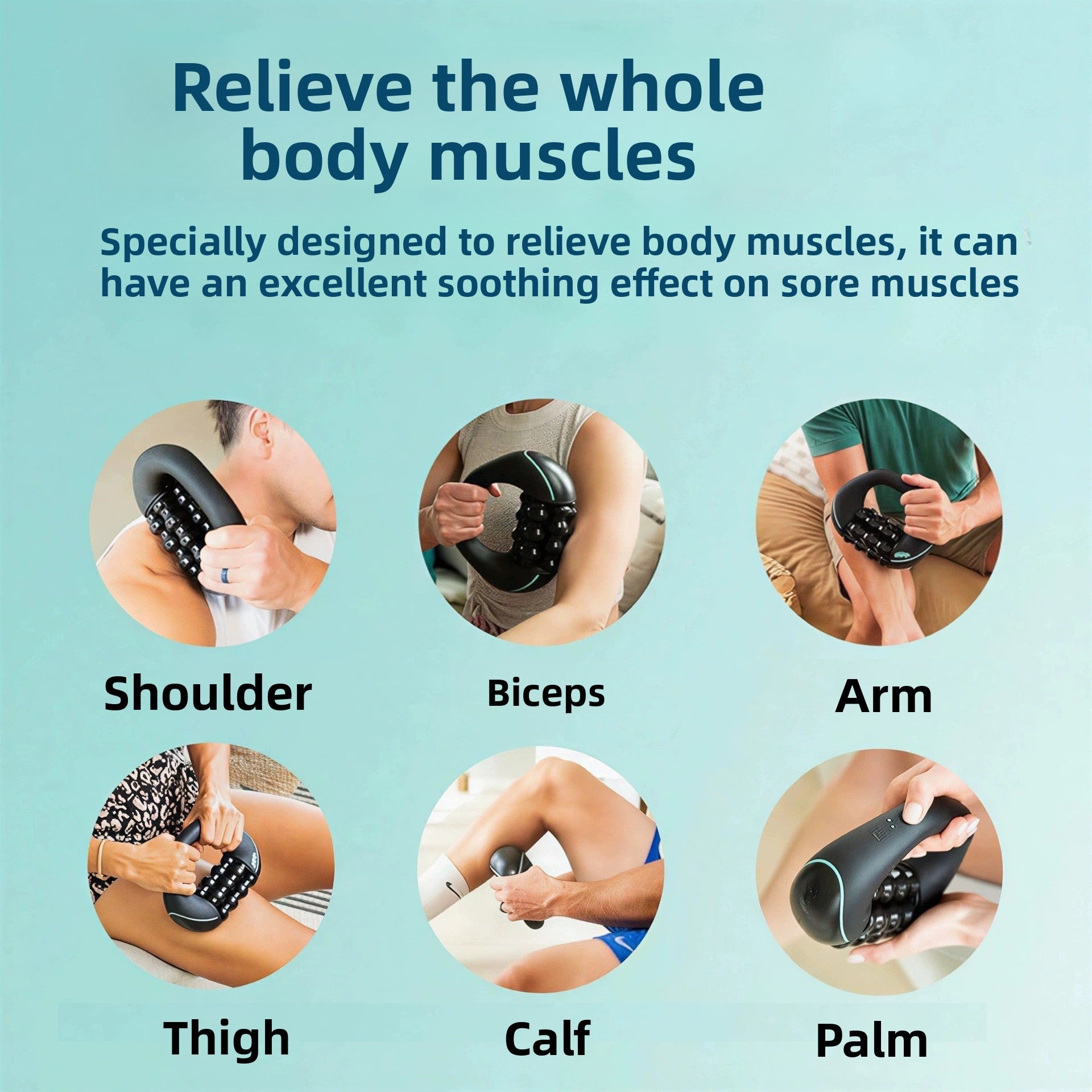 Handheld electric muscle relaxation massage roller with 3-speed strength adjustment
