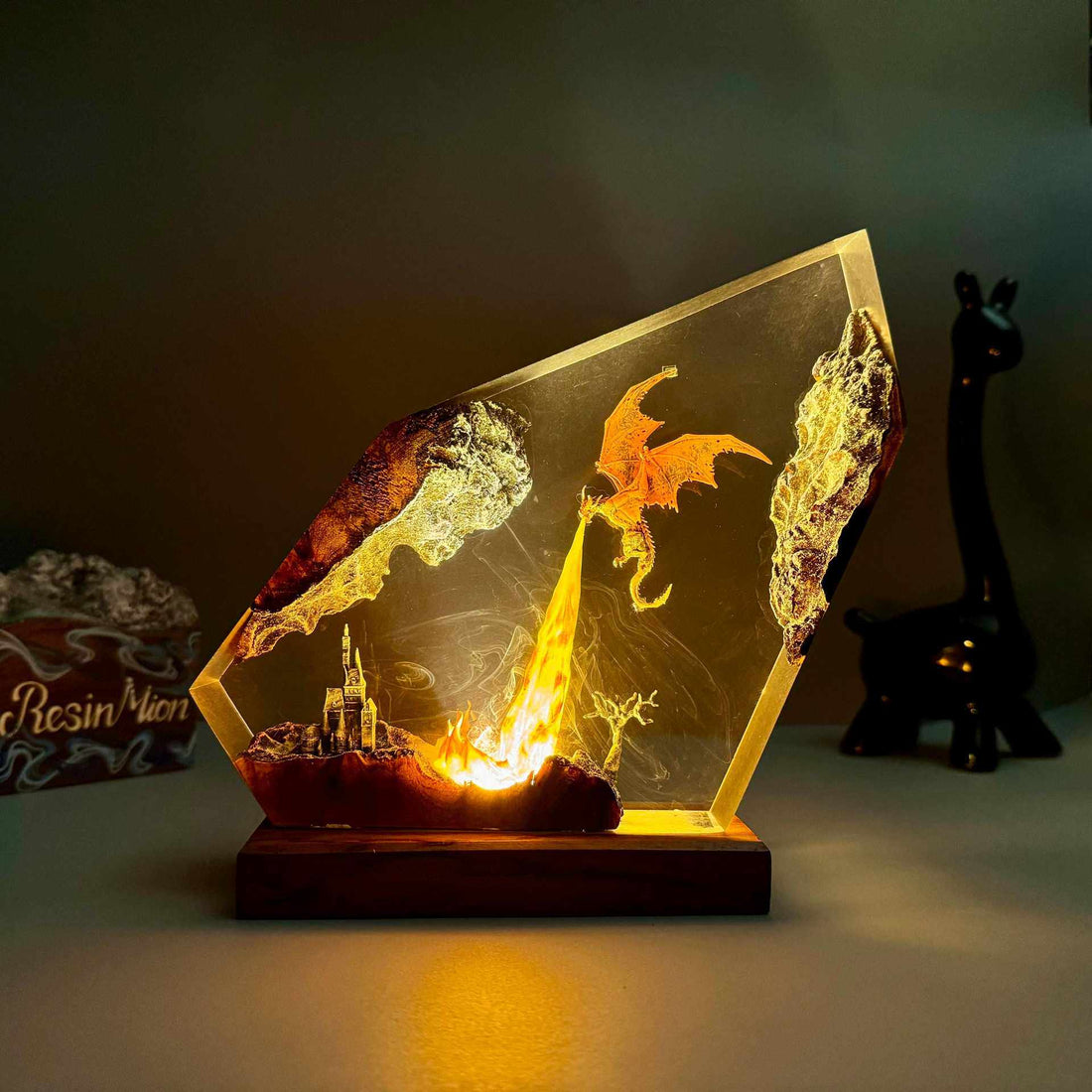 Handmade Dragon Resin Lamp - Zaloora