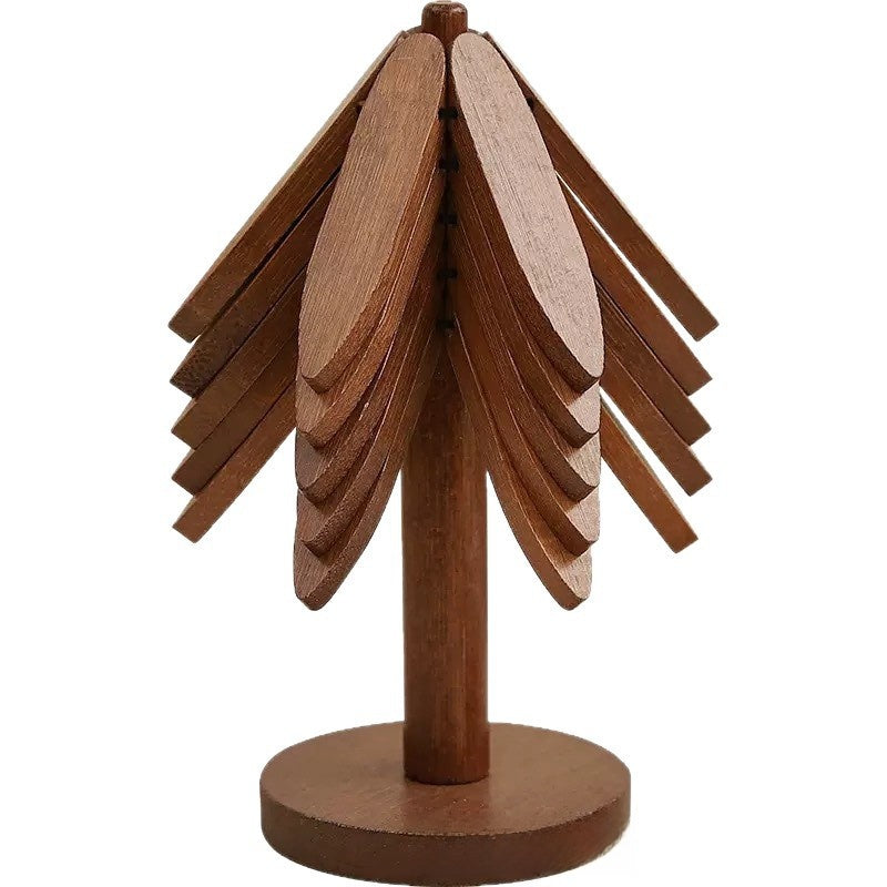 Bamboo Heat-Resistant Coaster Set with Tree Design - Zaloora