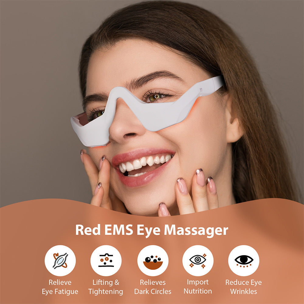 3 in 1 LED Photon Under Eye Beauty Device Red Light Microcurrent Eye Massager Glasses for Eye Bag Eye Fatigue Dark Circles