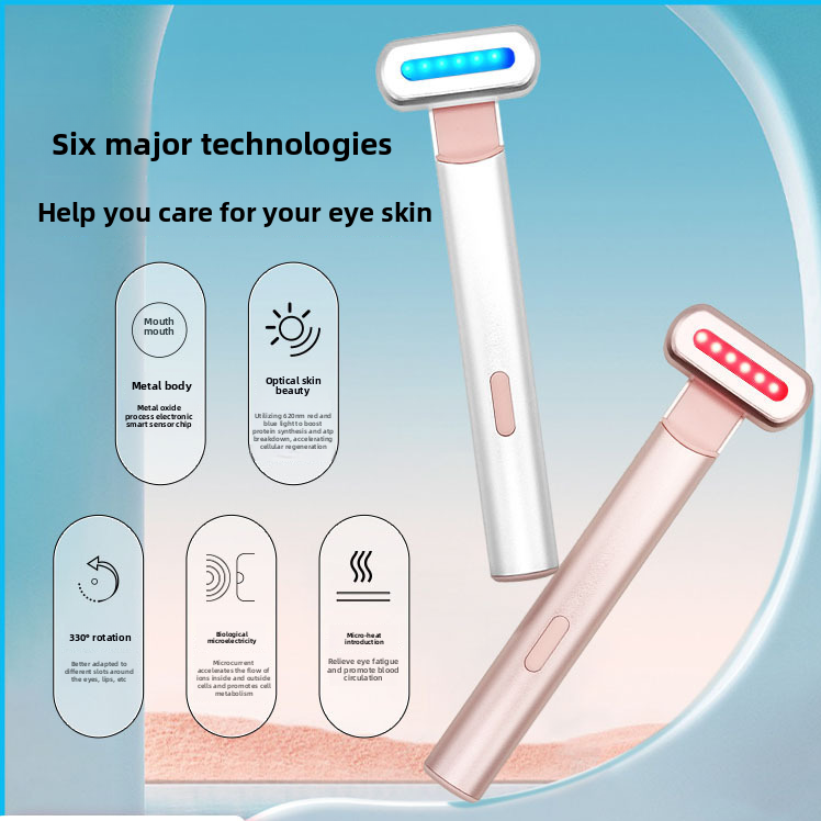 Light Beauty Wand Hot Compress Red Light Therapy For Face Neck EMS Microcurrent Facial Device Vibration Eye Massager