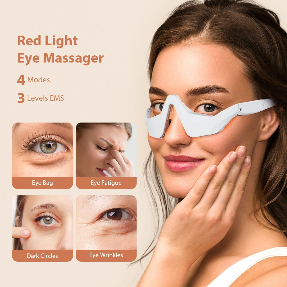 3 in 1 LED Photon Under Eye Beauty Device Red Light Microcurrent Eye Massager Glasses for Eye Bag Eye Fatigue Dark Circles