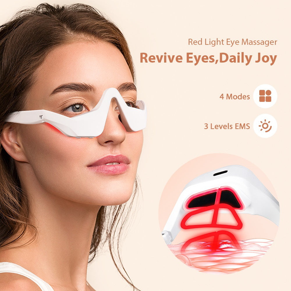 3 in 1 LED Photon Under Eye Beauty Device Red Light Microcurrent Eye Massager Glasses for Eye Bag Eye Fatigue Dark Circles